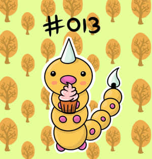 Cute Cartoon Weedle With Cupcake Wallpaper