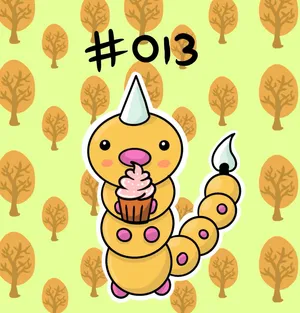Cute Cartoon Weedle With Cupcake Wallpaper