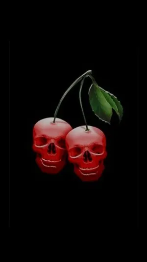 Cute Cherry With Skull Design Wallpaper