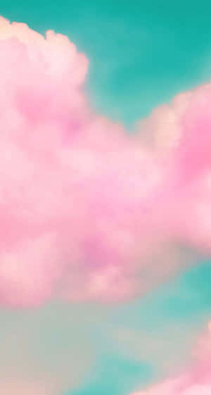 Cute Cloud Pink With Light Green Sky Wallpaper