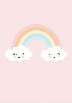 Cute Clouds Connecting Rainbow Wallpaper