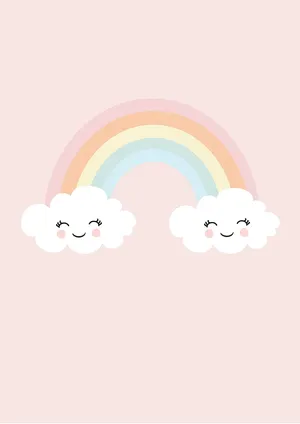 Cute Clouds Connecting Rainbow Wallpaper