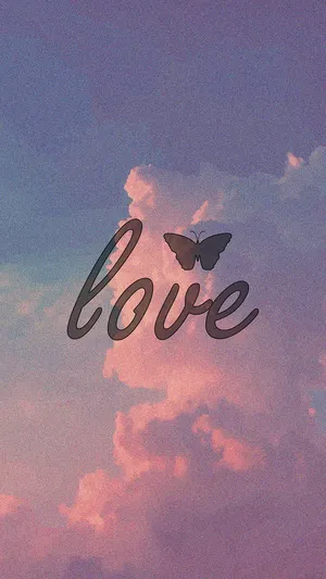 Cute Clouds Love Butterfly Wallpaper