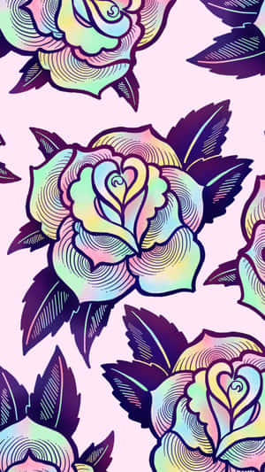 Cute Colorful Pastel Rainbow Rose Wallpaper