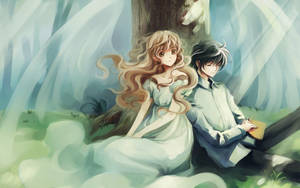 Cute Couple Kamui Shirou Monou Kotori Under Tree Wallpaper