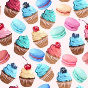 Cute Cupcake With Colorful Sprinkles And Pink Icing Wallpaper