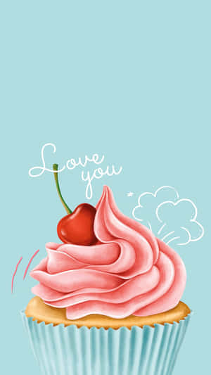 Cute Cupcake With Sprinkles And Cherry Wallpaper