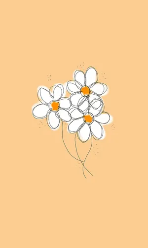 Cute Daisy Flowers Drawing Beige Background Wallpaper