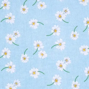 Cute Daisy Flowers With Stems Floral Fabric Wallpaper