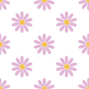 Cute Daisy Purple Flowers Vector Art Wallpaper