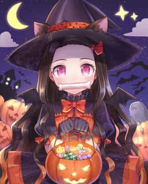 Cute Demon Slayer Nezuko Kamado Halloween Costume Wallpaper