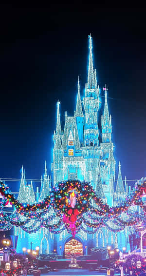 Cute Disney Christmas Glowing Castle Wallpaper