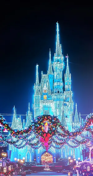 Cute Disney Christmas Glowing Castle Wallpaper