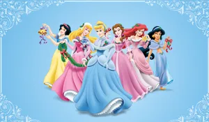 Cute Disney Christmas Six Princesses Wallpaper