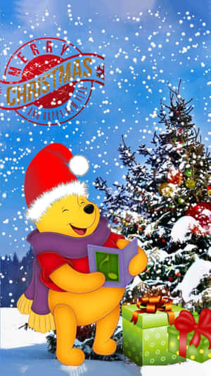 Cute Disney Christmas Winnie The Pooh Wallpaper