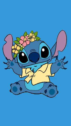 Cute Disney Stitch Flower Crown Wallpaper