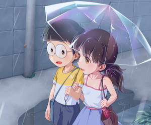 Cute Doraemon Nobita With Shizuka Wallpaper