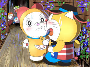 Cute Doraemon Spying Wallpaper