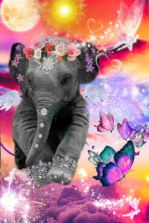Cute Elephant Colorful Fantasy World Wallpaper