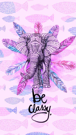 Cute Elephant Purple Boho Art Wallpaper