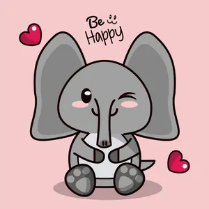 Cute Elephant Romantic Greeting Vector Art Wallpaper
