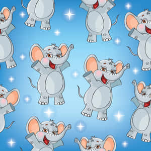 Cute Elephant Sparkling Pattern Background Wallpaper