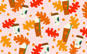 Cute Fall Leaves Cups Wallpaper