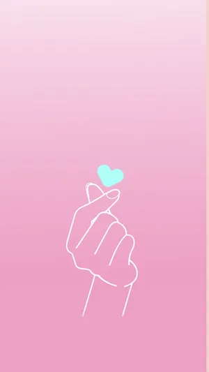 Cute Finger Heart Line Drawing Wallpaper