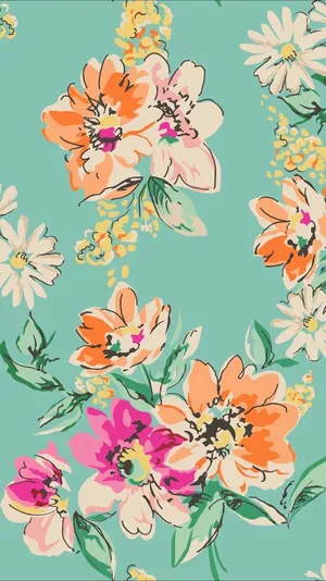 Cute Floral Digital Watercolor Painting Wallpaper