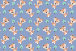 Cute Fox Seamless Pattern Wallpaper