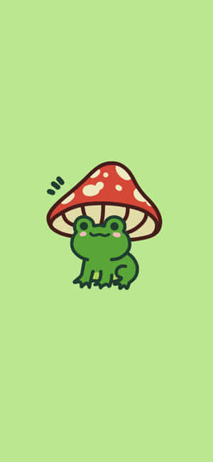 Cute Frog Mushroomi Phone Wallpaper Wallpaper