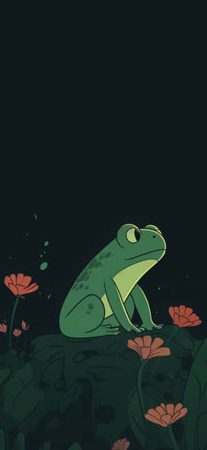 Cute Frog Nighttime Illustrationi Phone Wallpaper Wallpaper