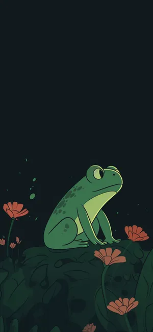 Cute Frog Nighttime Illustrationi Phone Wallpaper Wallpaper