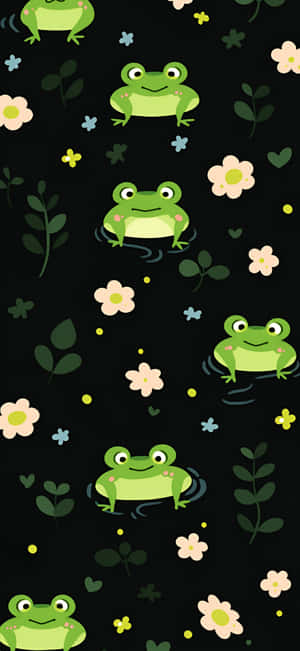 Cute Frog Patterni Phone Wallpaper Wallpaper