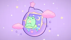 Cute Frog Tamagotchi Design Wallpaper