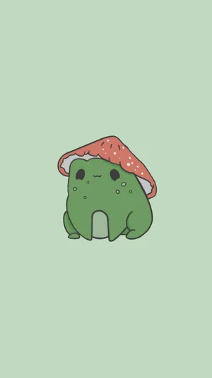 Cute Frog With Strawberry Hati Phone Wallpaper Wallpaper