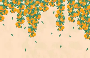 Cute Fruit Orange Hanging Wallpaper