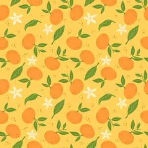 Cute Fruit Oranges Seamless Flowers Wallpaper
