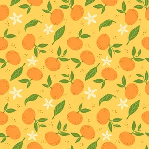 Cute Fruit Oranges Seamless Flowers Wallpaper