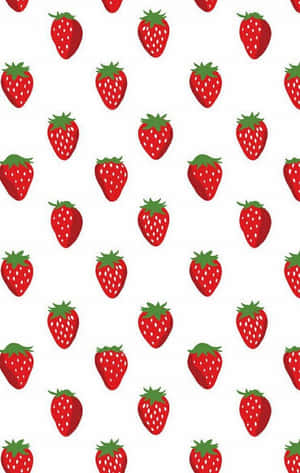 Cute Fruit Strawberries White Wallpaper