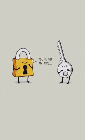 Cute Funny Key Lock Art Wallpaper