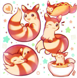 Cute Furret In Adorable Poses Mobile Wallpaper