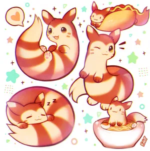 Cute Furret In Adorable Poses Mobile Wallpaper