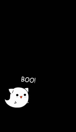 Cute Ghost Boo Black Background Wallpaper
