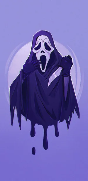 Cute Ghostface In Purple Background Wallpaper