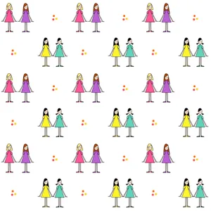 Cute Girl Best Friend Pattern Wallpaper