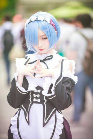 Cute Girl Rem Cosplayer Wallpaper