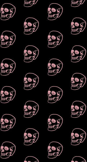 Cute Gothic Skull Black And Pink Wallpaper