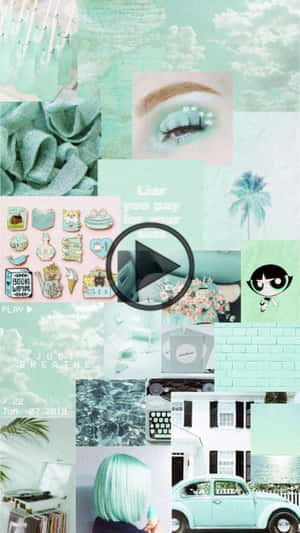 Cute Green Aesthetic Collage Wallpaper