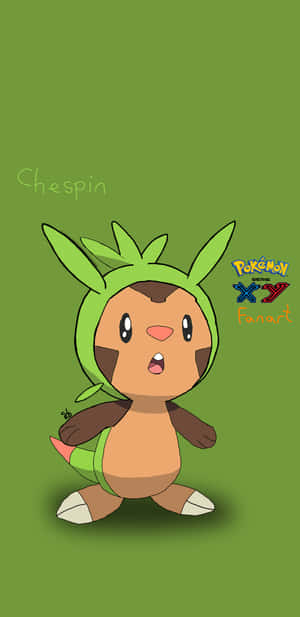 Cute Green Chespin Art Wallpaper